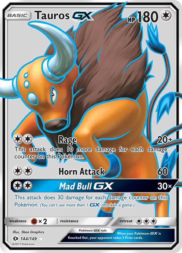 Tauros GX (Full Art) #144/149 - SM Base Set - Near Mint
