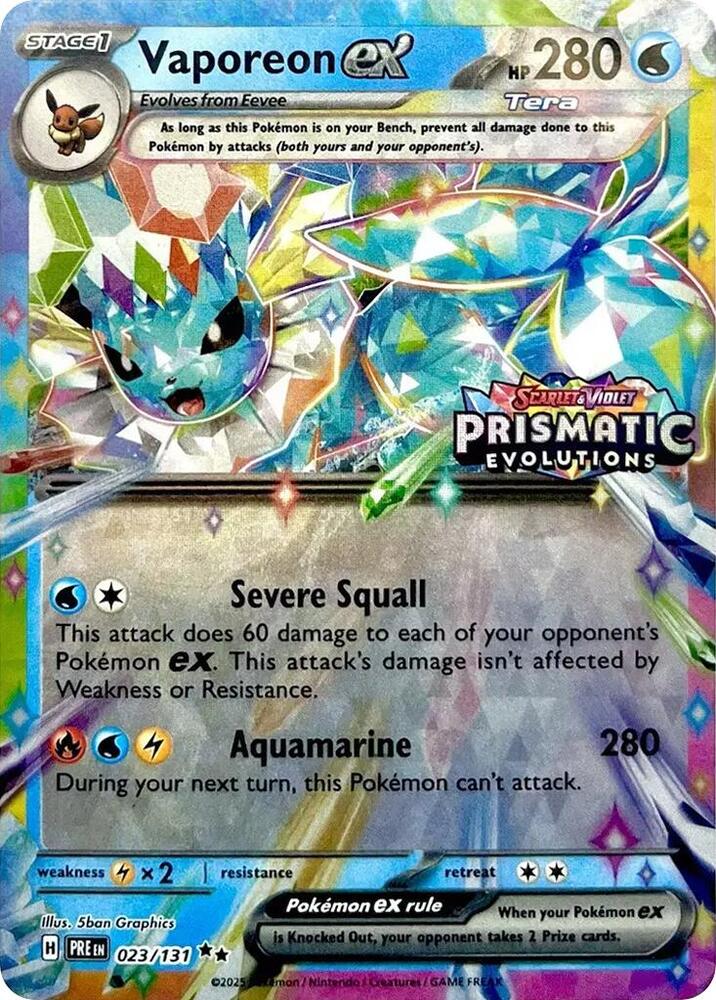 Vaporeon ex (Prismatic Evolutions Stamp) #023/131 - Miscellaneous Cards & Products - Near Mint