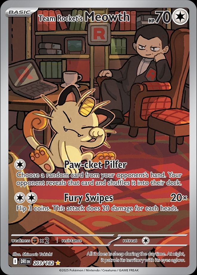 Team Rocket's Meowth #203/182 - SV10: Destined Rivals - Near Mint